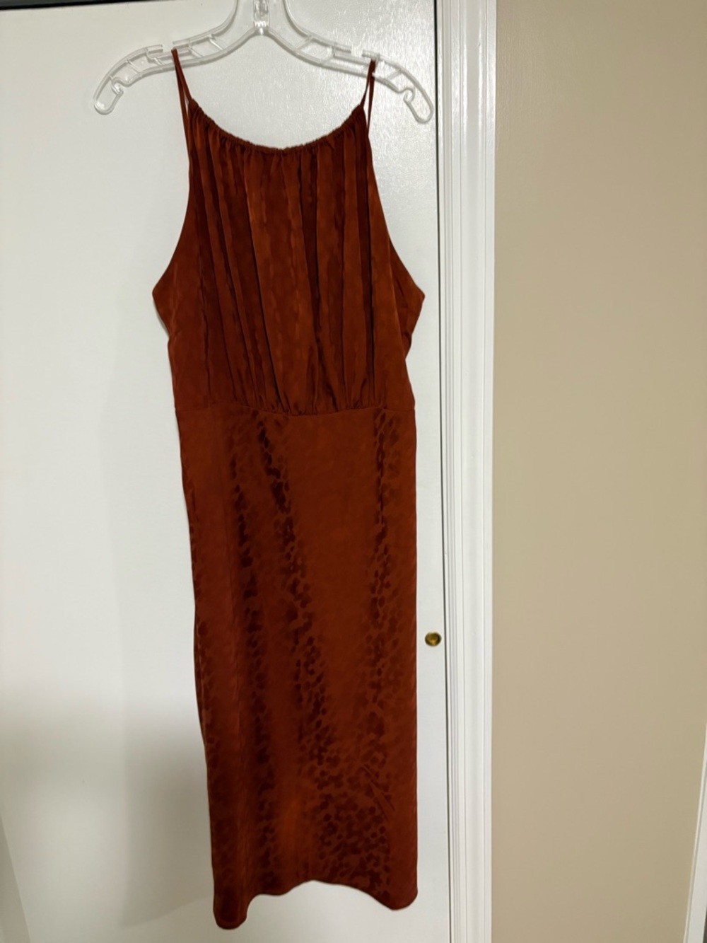 Banana Republic Rust Slip Midi Dress with Pleated Front
